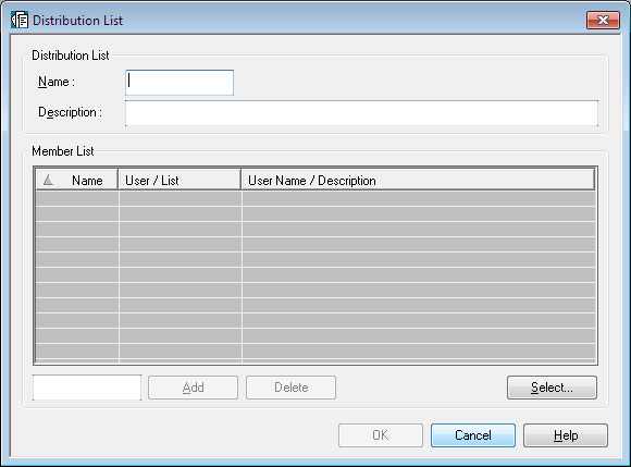 New Distribution List dialog