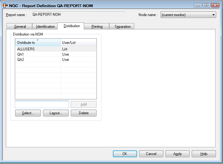 Report - Distribution Attributes