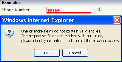 Message for wrong value