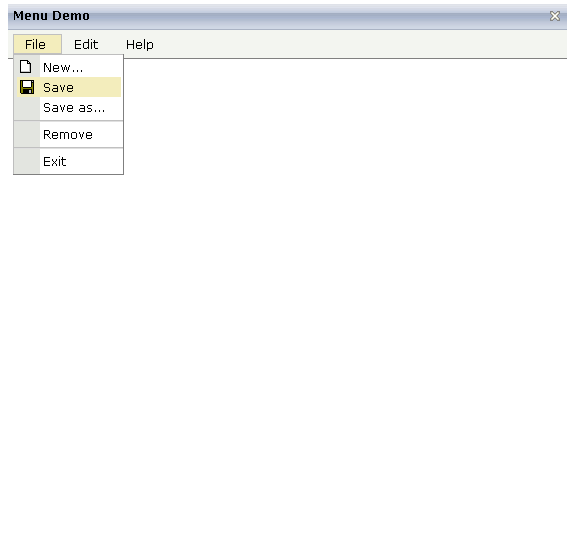 Example of a menu