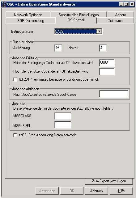 Register "OS-Speziell" - z/OS