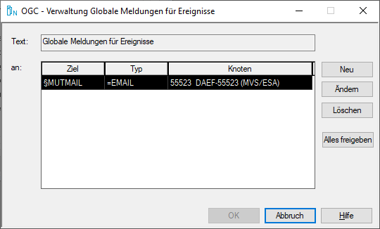 Verwaltung Globale Meldungen und Ereignisse
