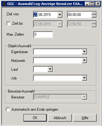 Auswahl Log-Anzeige Benutzer