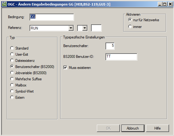 Eingabebedingung &auml;ndern