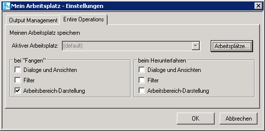 Mein Arbeitsplatz - Einstellungen