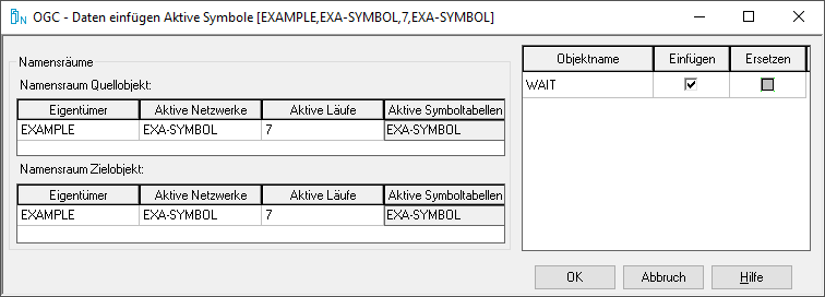 Daten einf&uuml;gen Aktive Symbole