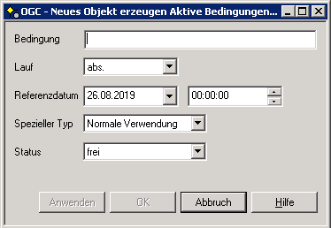 Neues Objekt Aktive Bedingungen
