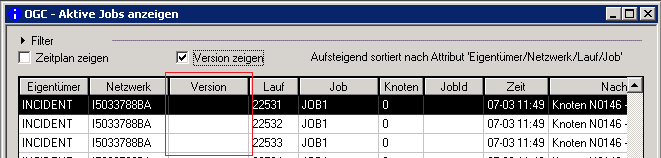 Aktive Jobs eines Eigentümers anzeigen mit Spalte "Version"