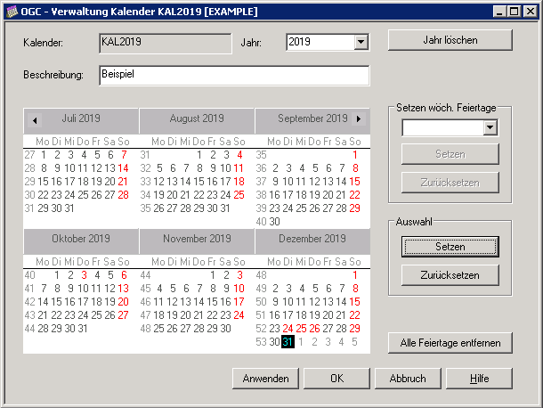 Kalender, besondere Feiertage