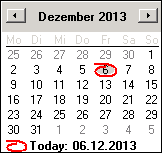 Kalender für Auswertungsdatum
