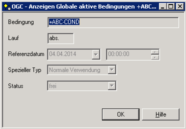 Anzeigen Globale aktive Bedingungen