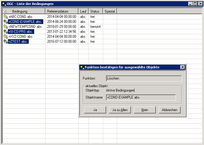 Massenlöschung Aktive Bedingungen