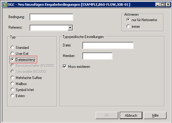 Typenspez. Einstellungen - Dateiexistenz