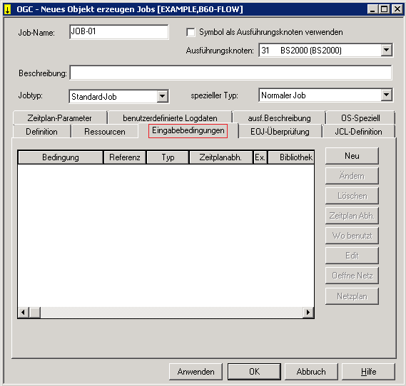Register Eingabebedingungen