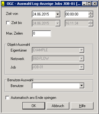 Auswahl Log-Anzeige Job