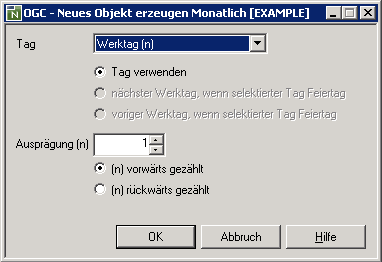 Spezieller Werktag, monatlich