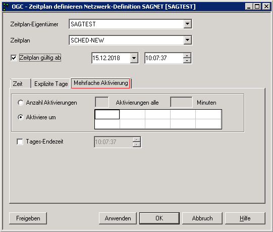 Register "Mehrfache Aktivierung"