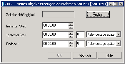 Neues Objekt erzeugen Zeitrahmen
