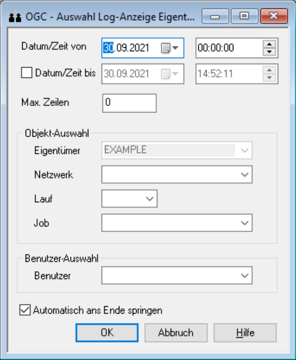 Auswahl Log-Anzeige Eigent&uuml;mer