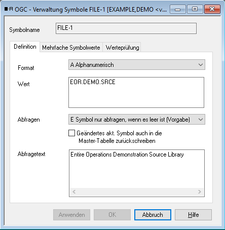 Verwaltung Symbole (Symbol-Definition &auml;ndern)