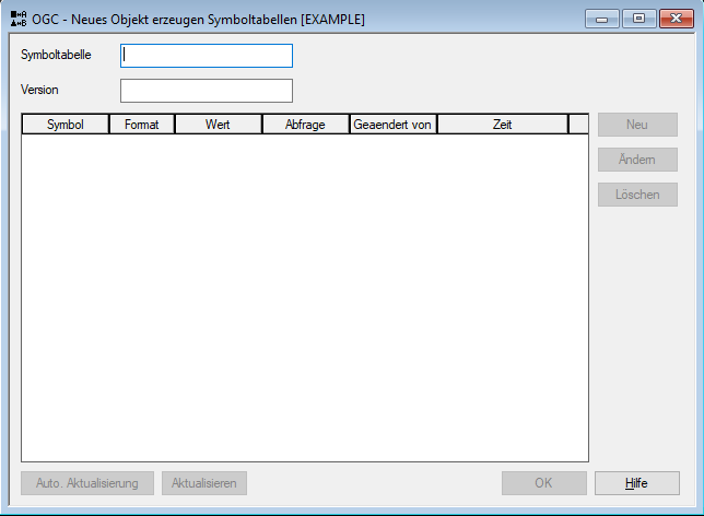 Neue Symboltabelle anlegen