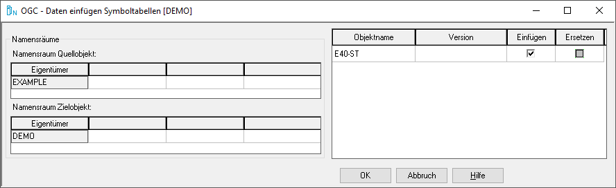 Daten einf&uuml;gen Symboltabellen