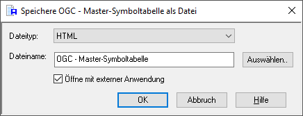 Symboltabelle als Datei speichern