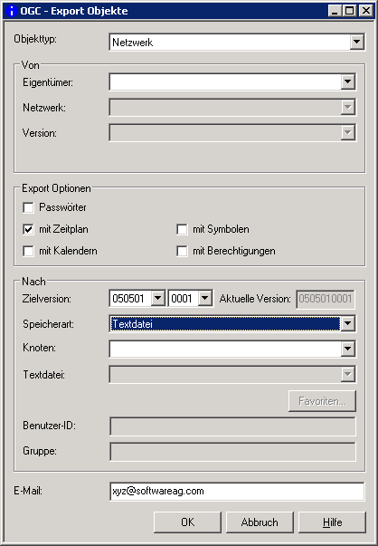 Export Objekte, Textdatei