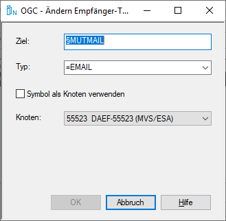 &Auml;ndern Empf&auml;nger-Tabelle
