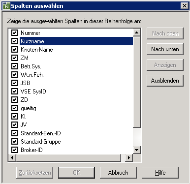 Spalten ausw&auml;hlen