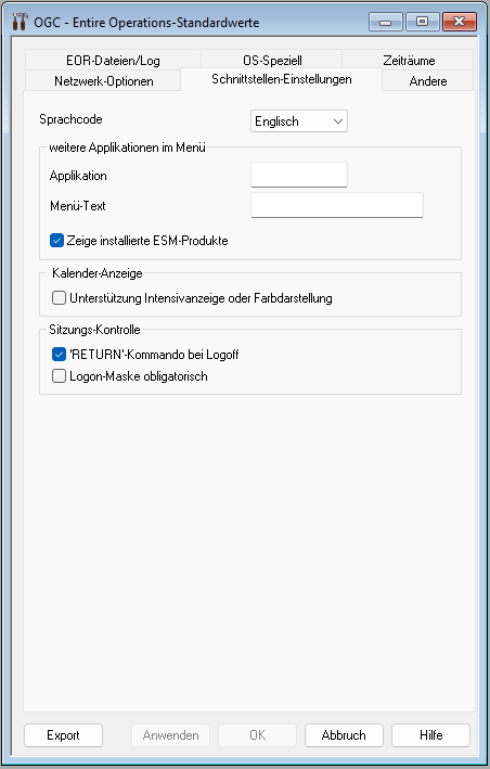 Schnittstellen-Einstellungen