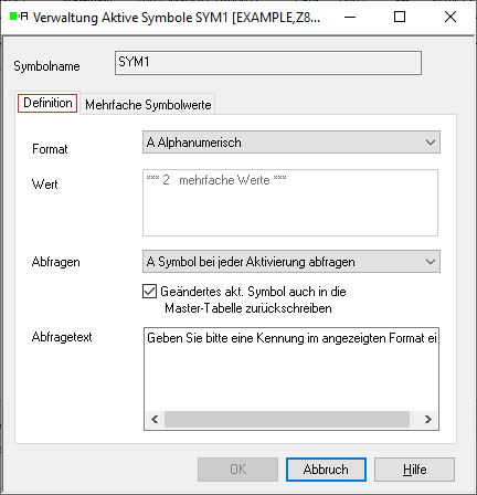 Verwaltung Aktive Symbole