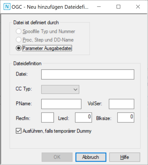Ändern Dateidefinition für Output Management