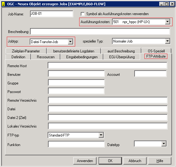 Register FTP-Attribute