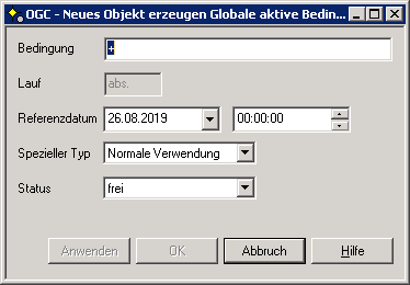 Neues Objekt Globale aktive Bedingungen