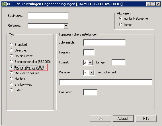 Typenspez. Einstellungen - Jobvariable