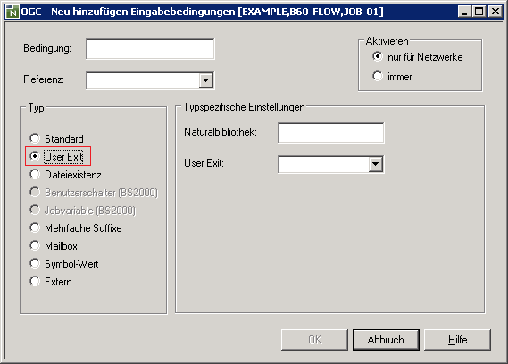 Typenspez. Einstellungen - User Exit