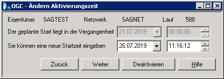 Ändern Aktivierungszeit