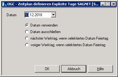 Zeitplan definieren Explizite Tage