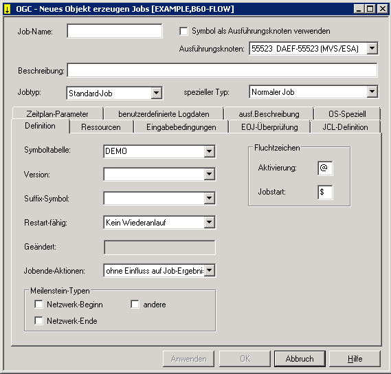 Neue Job-Definition anlegen