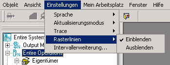 Men&uuml; Einstellungen - Rasterlinien