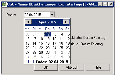 Explizite Tage, Datumsauswahl