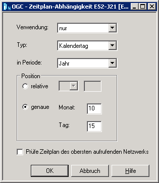 Eingabebedingung, Zeitplan-Abh&auml;ngigkeit