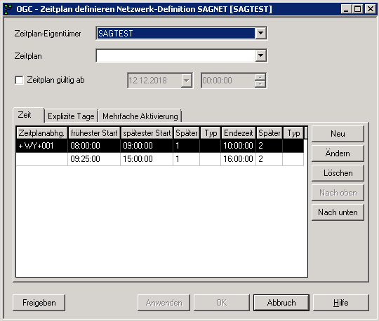 Zeitplan definieren Netzwerk-Definition