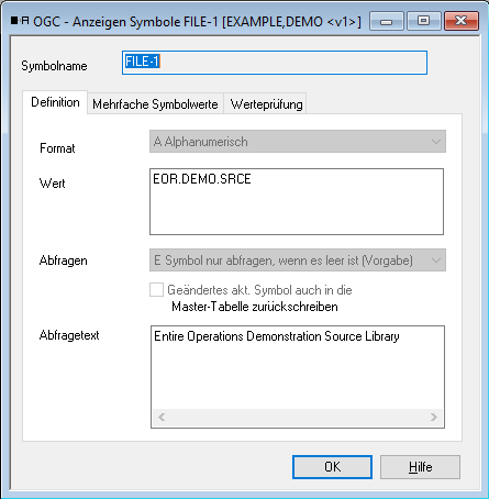 Symbol-Definition anzeigen