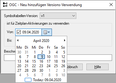 Kalender f&uuml;r Auswertungsdatum