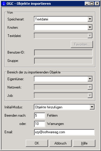 Objekte importieren, Textdatei