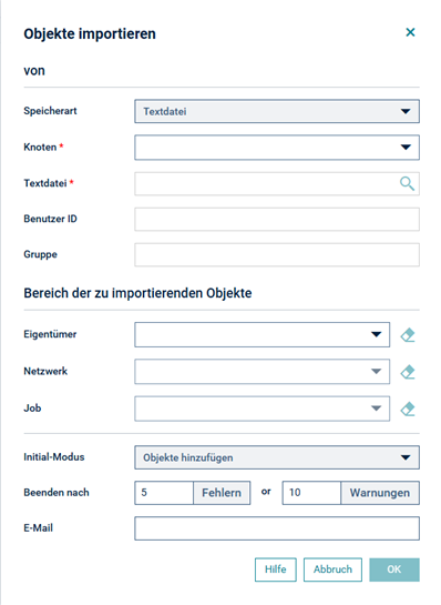 Objekte importieren, Textdatei
