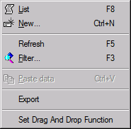 Context Menu for Network Master