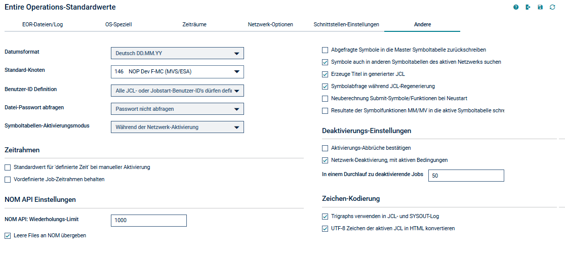 Andere Einstellungen